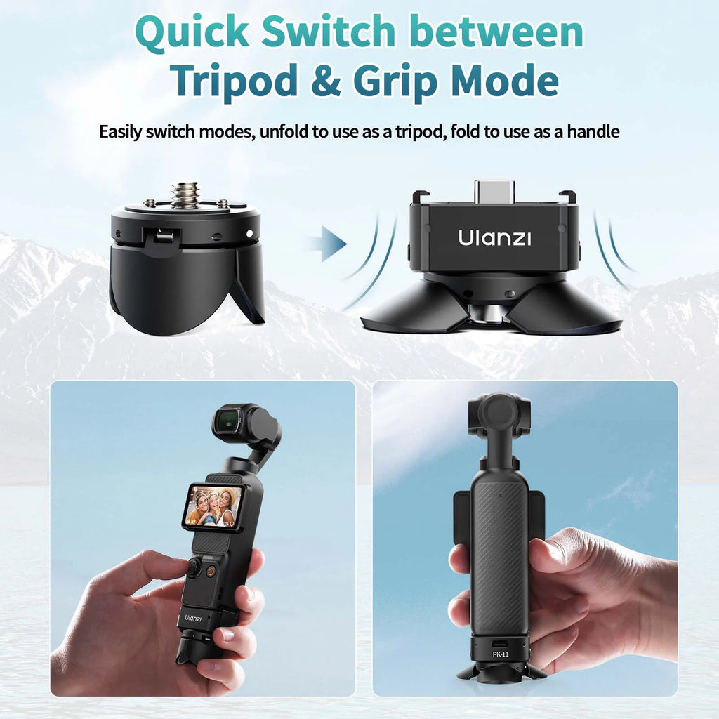 Ulanzi PK-08 PK-11 Mini Tripod Charging Base for DJI Osmo Pocket3  3 4 4P Type-C Port Kit Arri Locating Base Action Camera Tool