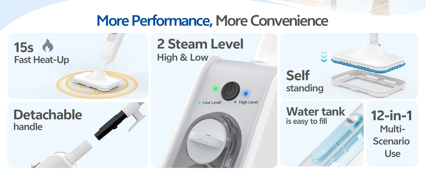 INSE Powerful Steam Mop High Temperature 6 in 1 Scrubbing Steam Cleaner Detachable Floor Steam Mop for Hard Floor Carpet Kitchen