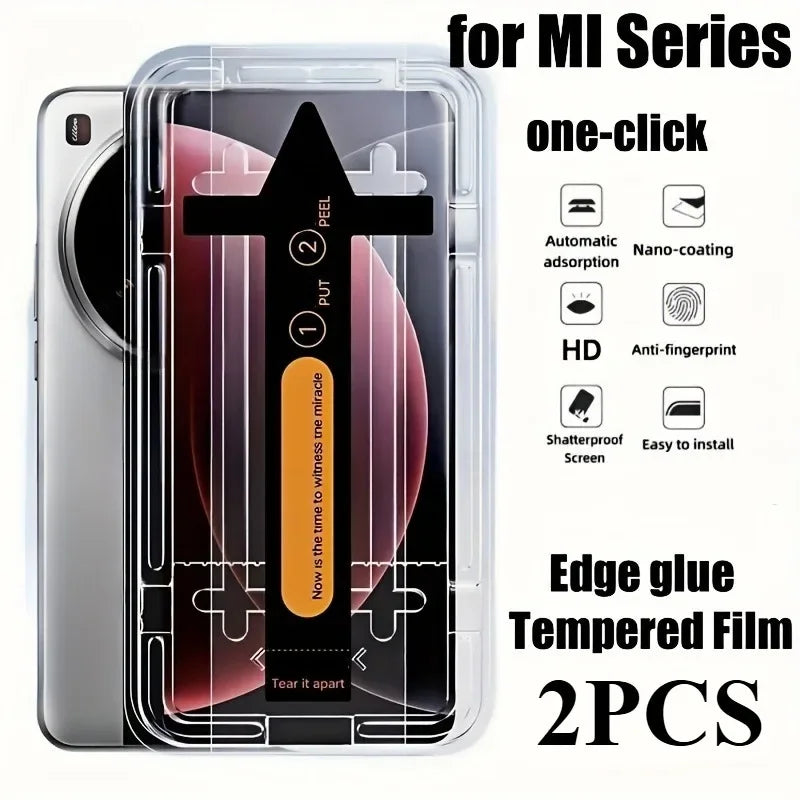2Pcs One-click Tempered Glass for Xiaomi 15 14 Ultra Easy Install Screen Protector For Xiaomi 13 12 Pro 13 14T Pro 11 Lite Glass