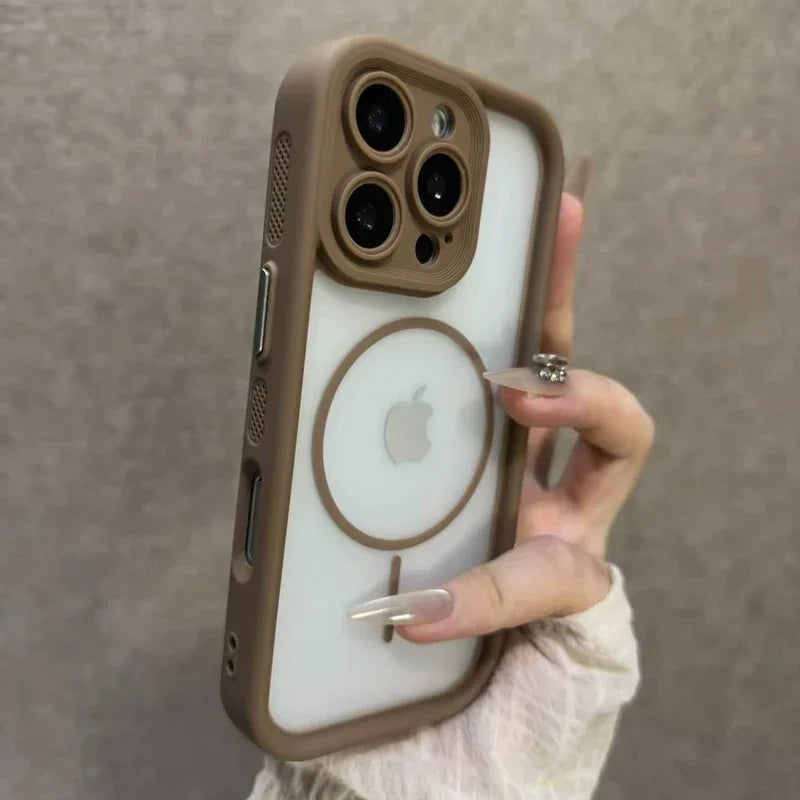 Trendy 2 in 1 Skin Feel Case for iPhone 17 Air 16 15 14 12 13 Pro Max For MagSafe Wireless Charging Shockproof Protection Funda