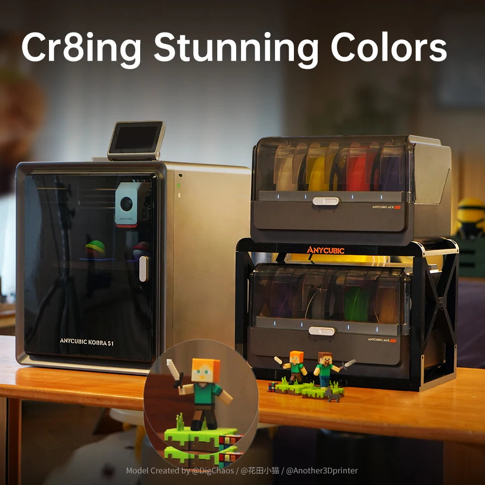 Anycubic Kobra S1 Combo Multi-Color 3D Printer Max Speed 600mm/s Core XY Stable Structure High Precision 3D Printer