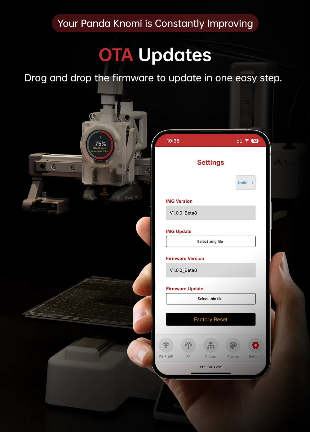 BIGTREETECH Panda Knomi 3D Printing Progress Display for BambuLab A1 X1 P1 Printer Status Real-time Updates Customize UI OTA UPD