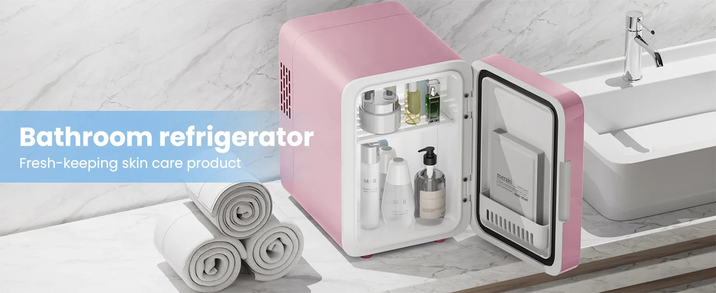 6L/9L LED Mirror Mini Fridge With Light 12V 240V Portable Cosmetic Refrigerator Cooler Warmer for Car Home Makeup Skincare