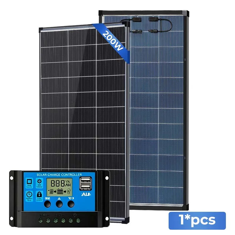 AeternaSol 400W/200W Watt 25% High-Efficiency PV Power for Home Rooftop 18B N-Type Solar Panel 12V Monocrystalline Solar Panel 18BB Cells High Efficiency Module RV Marine Boat Caravan Off Grid Monocrystalline Solar Panels Cha