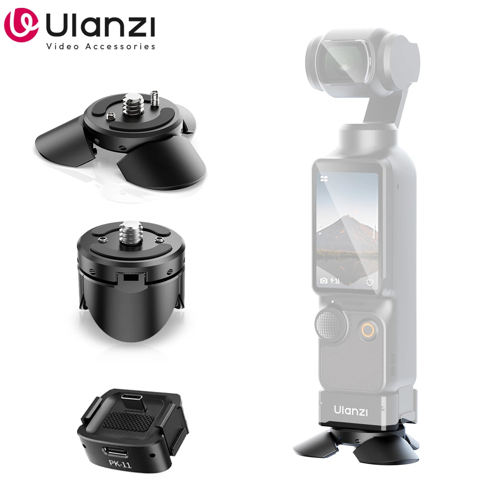 Ulanzi PK-08 PK-11 Mini Tripod Charging Base for DJI Osmo Pocket3  3 4 4P Type-C Port Kit Arri Locating Base Action Camera Tool