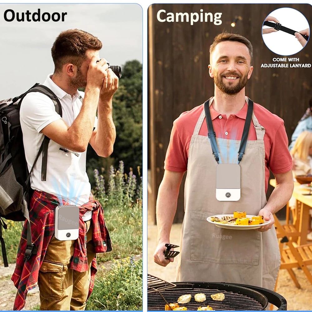 Portable Waist Fan Mini Waist Clip Fan Portable Hanging Neck Fan USB Rechargeable Wearable Waist Belt Fan for Outdoor Camping