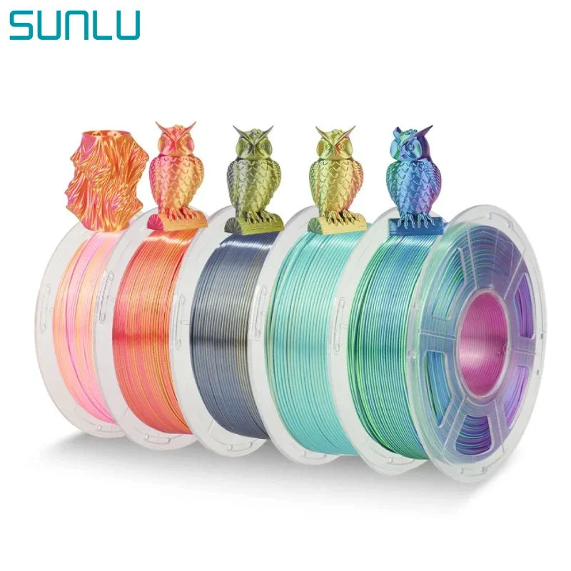 SUNLU SILK Dual &Triple Colors  3D Printer Filament 5KG 1kg/roll 1.75mm Dimensional Accuracy +/- 0.02 mm 2.2 LBS (1KG) Fast Ship
