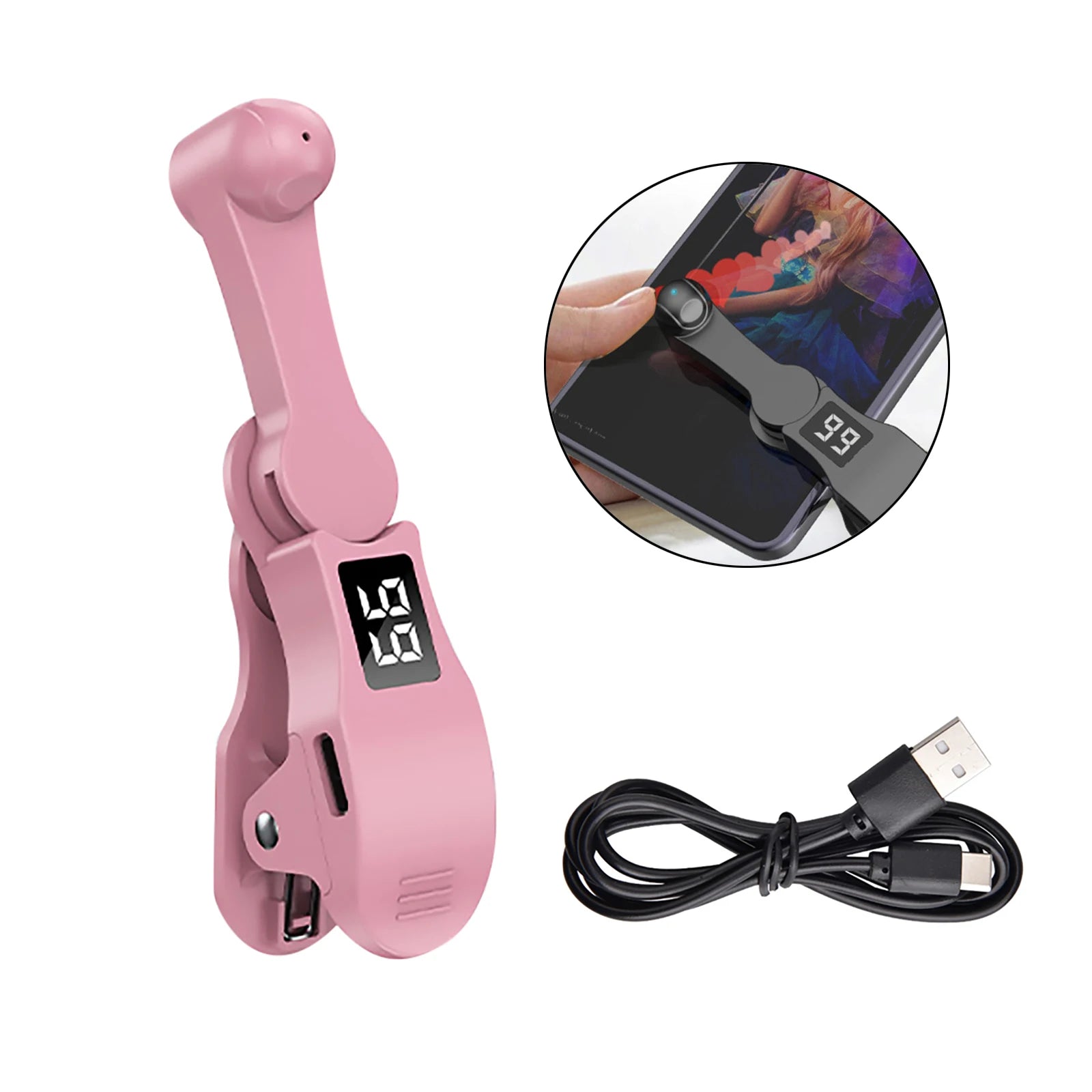 Auto Screen Clicker Tapper w/Power Cable For Smart Phone Apps Video Live Streaming Gadget Fast Click Cell Phone Screen Tapper
