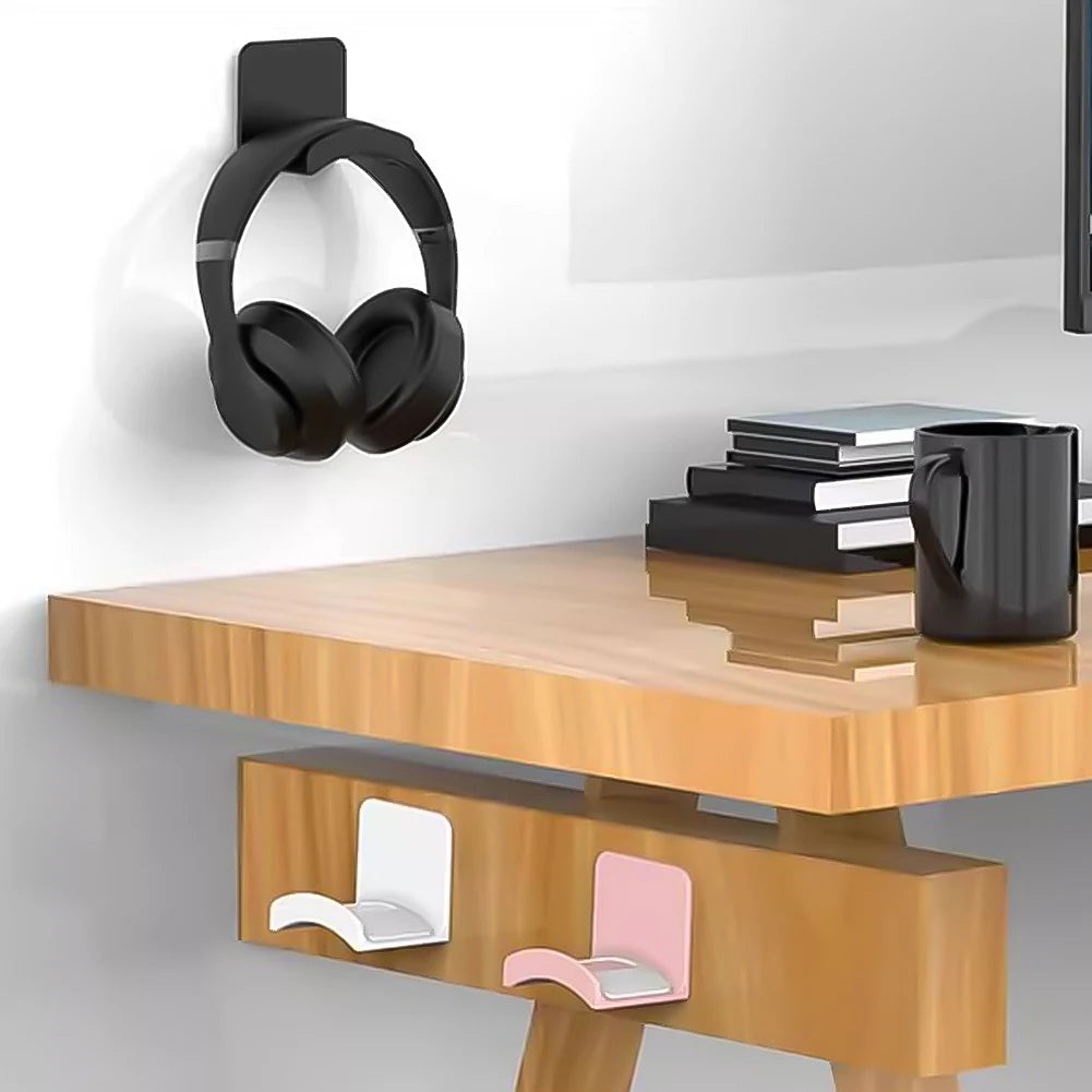 1-5PCS Universal Headphone Stand Adhensive Plastic Wall Mount Hanger Under Desk Headset Rack Holder Support for Gaming Earphone