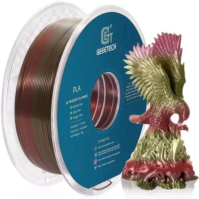 GEEETECH 1roll/1kg 1.75mm PLA Silk PLA  Filament Vacuum Packaging Overseas Warehouses Various Colors For 3D Printer Fast Ship