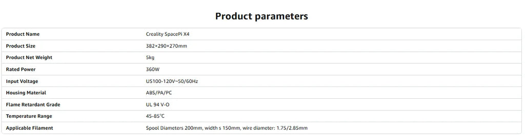 Creality Filament Dryer 4 Spools Space Pi X4 Filament Storage Box 85℃ Max Temperature Dual Independent Heating Chambers