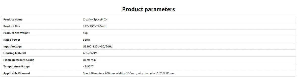 Creality Filament Dryer 4 Spools Space Pi X4 Filament Storage Box 85℃ Max Temperature Dual Independent Heating Chambers