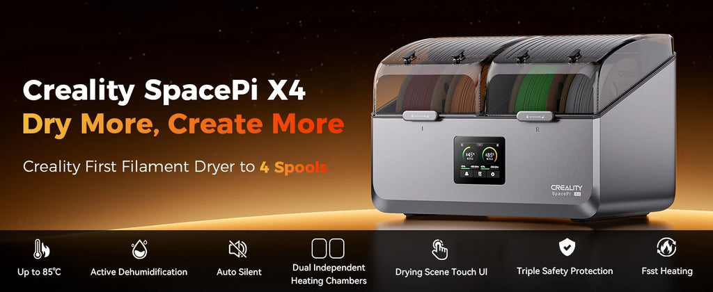 Creality Filament Dryer 4 Spools Space Pi X4 Filament Storage Box 85℃ Max Temperature Dual Independent Heating Chambers