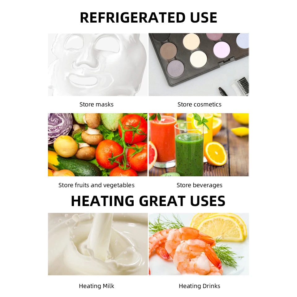 Portable 4L Mini Beauty Fridge Car & Home Dual Use Cooling Heating Refrigerator Skincare Cosmetics Makeup Face Fridge for Travel