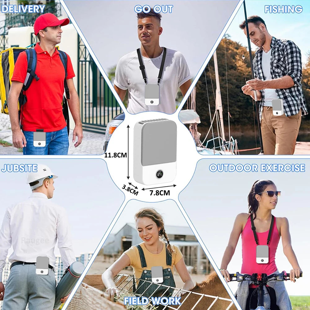 Portable Waist Fan Mini Waist Clip Fan Portable Hanging Neck Fan USB Rechargeable Wearable Waist Belt Fan for Outdoor Camping
