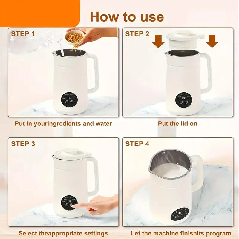 8-in-1 Multifunctional Automatic Nut Milk Machine&Coffee Maker, 40oz Auto Self-Cleaning Delay Start, Keep Warm Boil