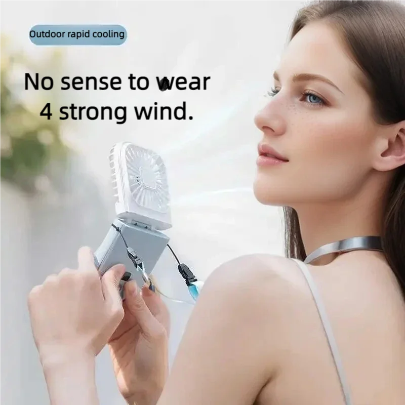 Foldable Hanging Neck Fan Cooling Desktop Refrigeration Handheld USB Mini Fan Camping Mute Ventilador Air Cooler for Sports