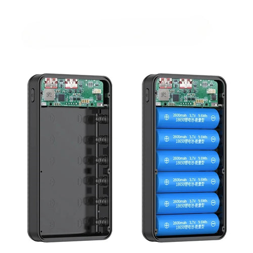 6*18650 Power Bank Battery Box Holder Dual USB Type C Charge Shell With Camping Lights for iPhone Huawei 18650 Battery Cases