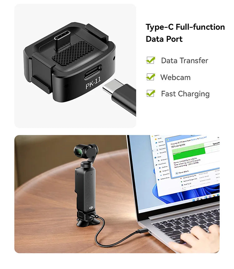 Ulanzi PK-08 PK-11 Mini Tripod Charging Base for DJI Osmo Pocket3  3 4 4P Type-C Port Kit Arri Locating Base Action Camera Tool