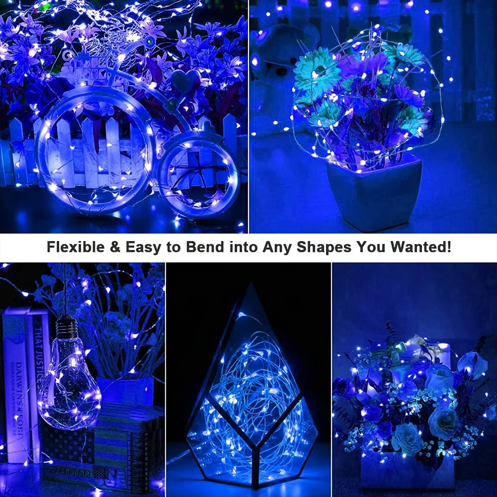 1PC 7M/12M/22M/32M Copper Wire Fairy Light String,Solar-powered,8 Lighting Modes,Used for Wedding,Indoor,Festival,Bedroom,Party