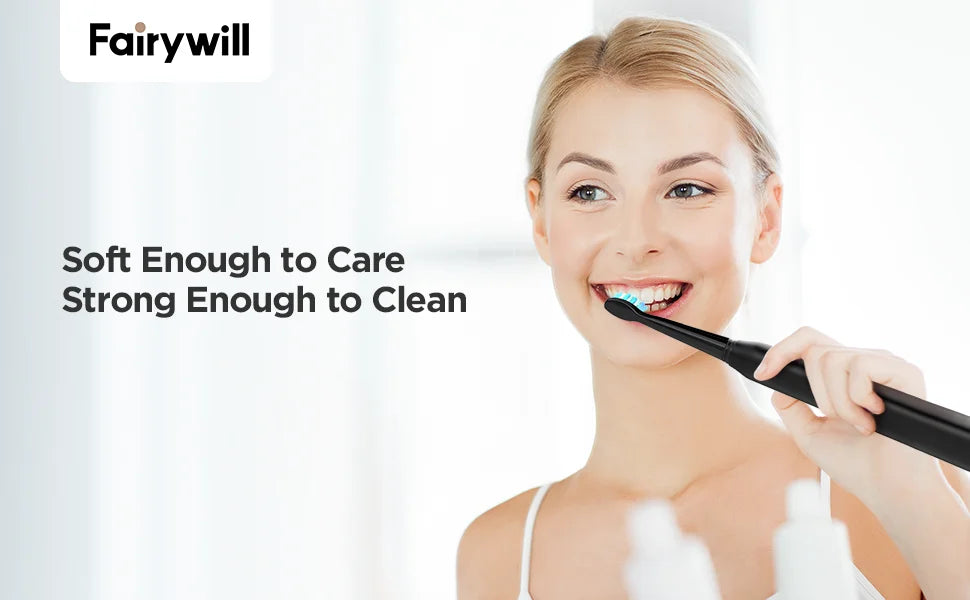 Fairywill Electric Sonic Toothbrush FW-D7 USB Charge Rechargeable Adult Waterproof Electronic Tooth Brushes Replacement Heads 8
