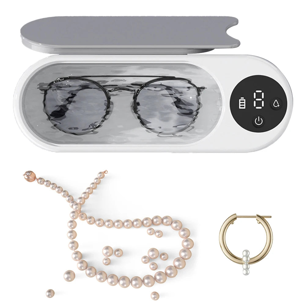 Ultrasonic Jewelry Cleaner Machine Multifunctional Glasses Cleaner Portable Cleaning Machine USB Rechargeable for Ring Necklaces