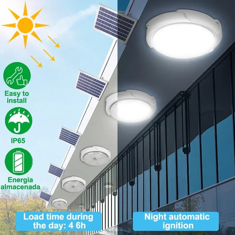LED Solar Ceiling Light 3 Color Waterproof Solar Lamp With Remote Control Indoor Home Top Ceiling Lights Outdoor Garden Lighting