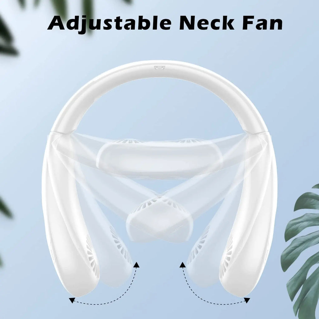 USB Rechargeable 5000mAh Foldable Bladeless Neck Fan 3 Speeds 360° Cooling Wearable Hand-free Neck Fan for Travel Office School