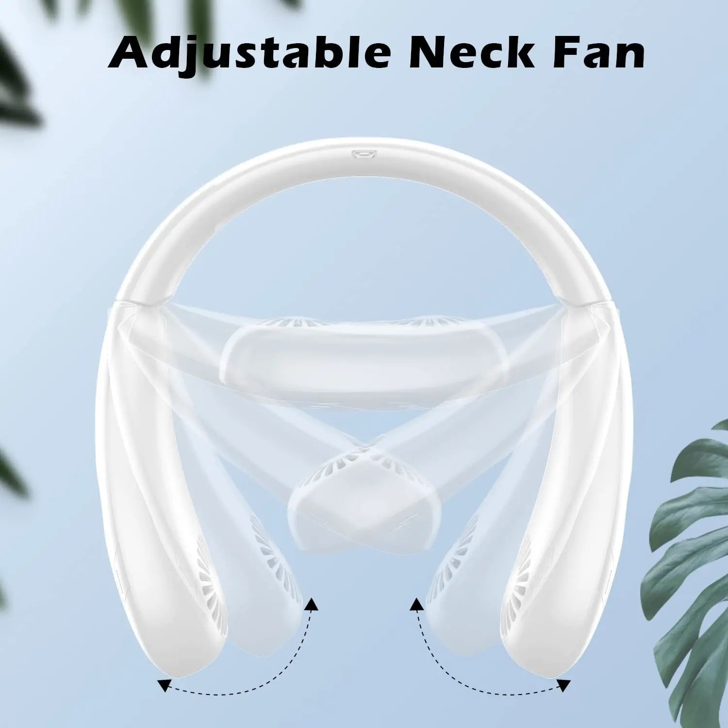 USB Rechargeable 5000mAh Foldable Bladeless Neck Fan 3 Speeds 360° Cooling Wearable Hand-free Neck Fan for Travel Office School