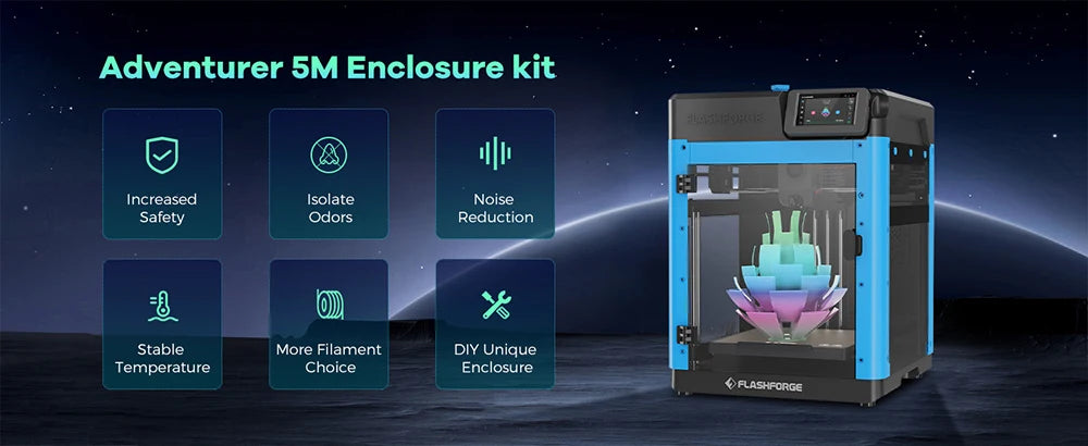 FLASHFORGE Enclosure Panel Kit for Adventurer 5M 3d Printer Parts Kit Make Printing More Quiet