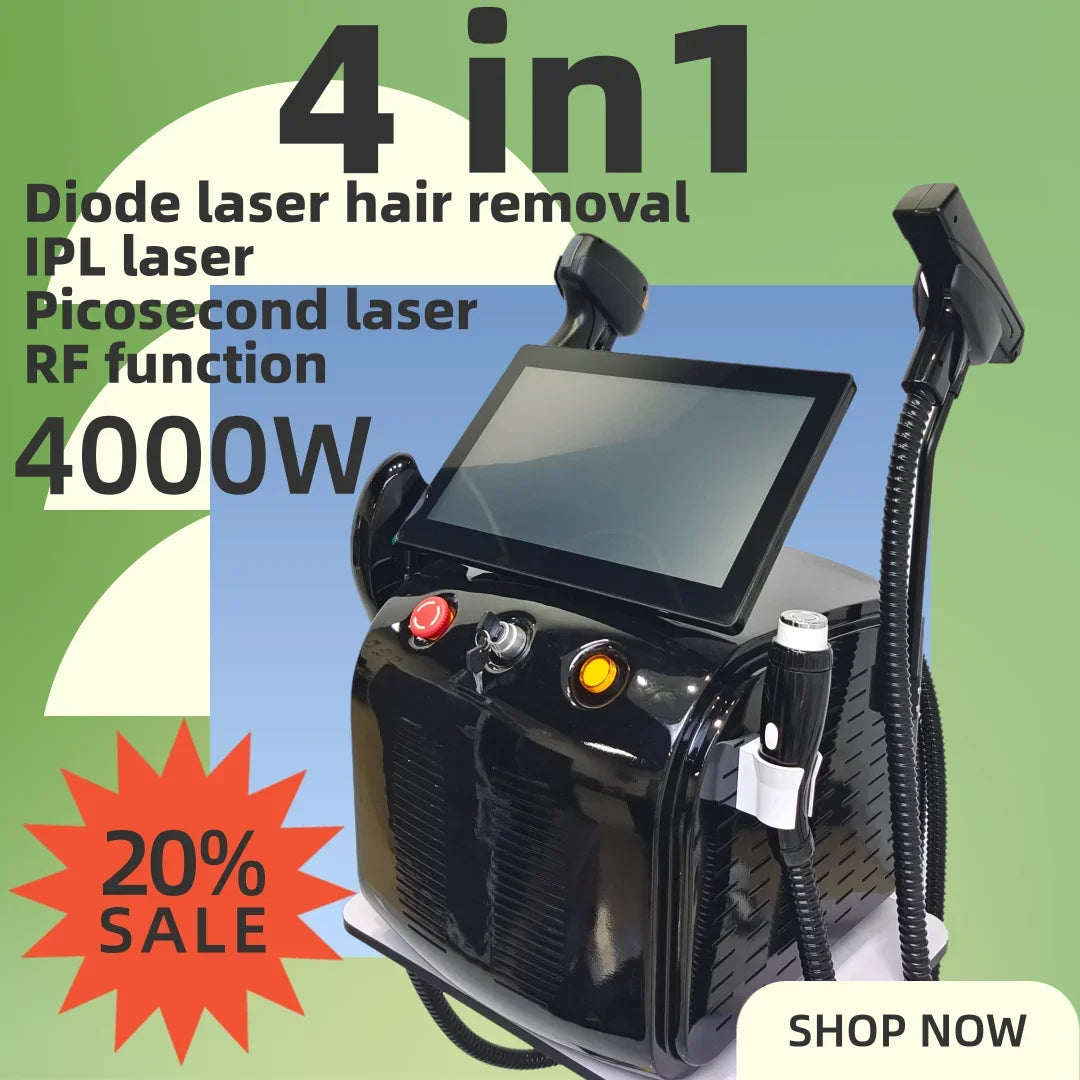4000W 4-in-1 Diode Hair Removal And Tattoo Removal Photon Skin Rejuvenation And Firming Beauty Salon Exclusive 4 Wavelengths