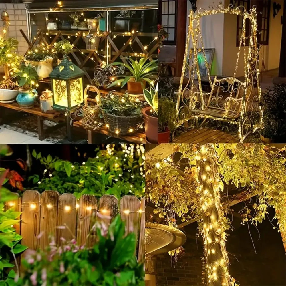 1PC 7M/12M/22M/32M Copper Wire Fairy Light String,Solar-powered,8 Lighting Modes,Used for Wedding,Indoor,Festival,Bedroom,Party