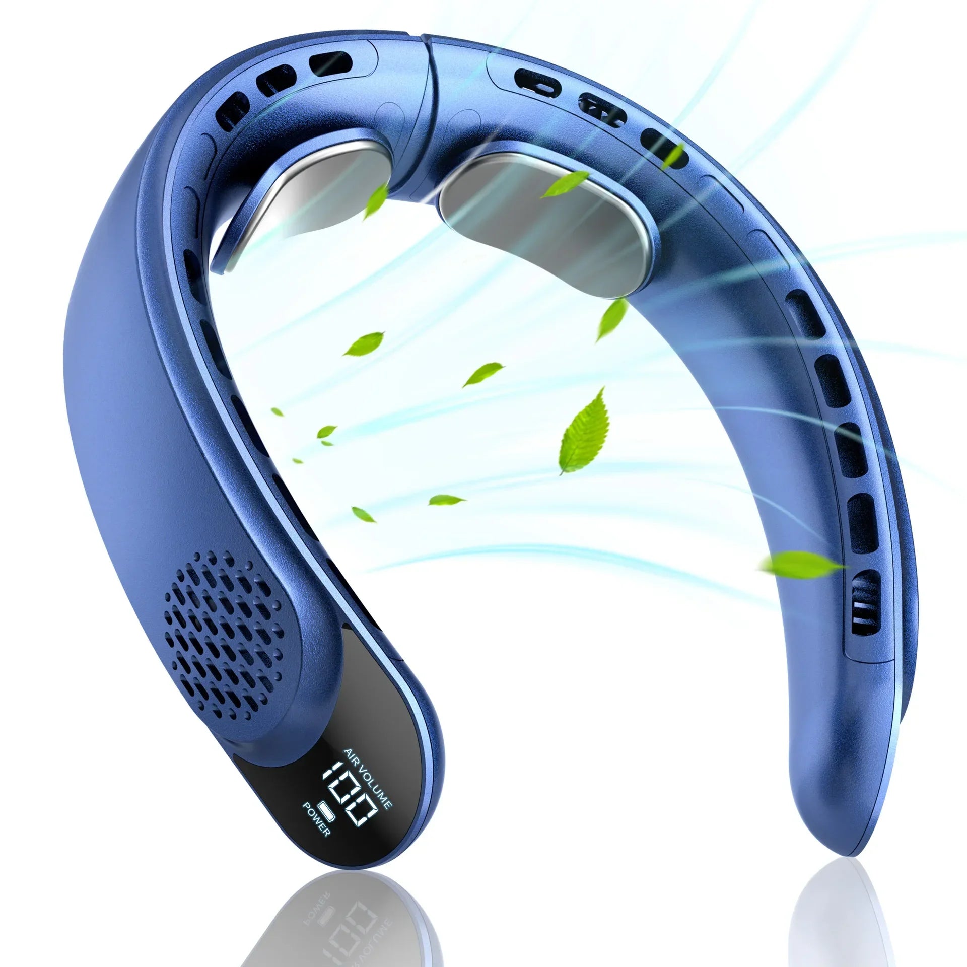 Neck Fan Turbine 360° 4000mAh Leafless Portable Vaneless Design 3 speed USB Rechargeable LED display Strong Wind Fast Cooling