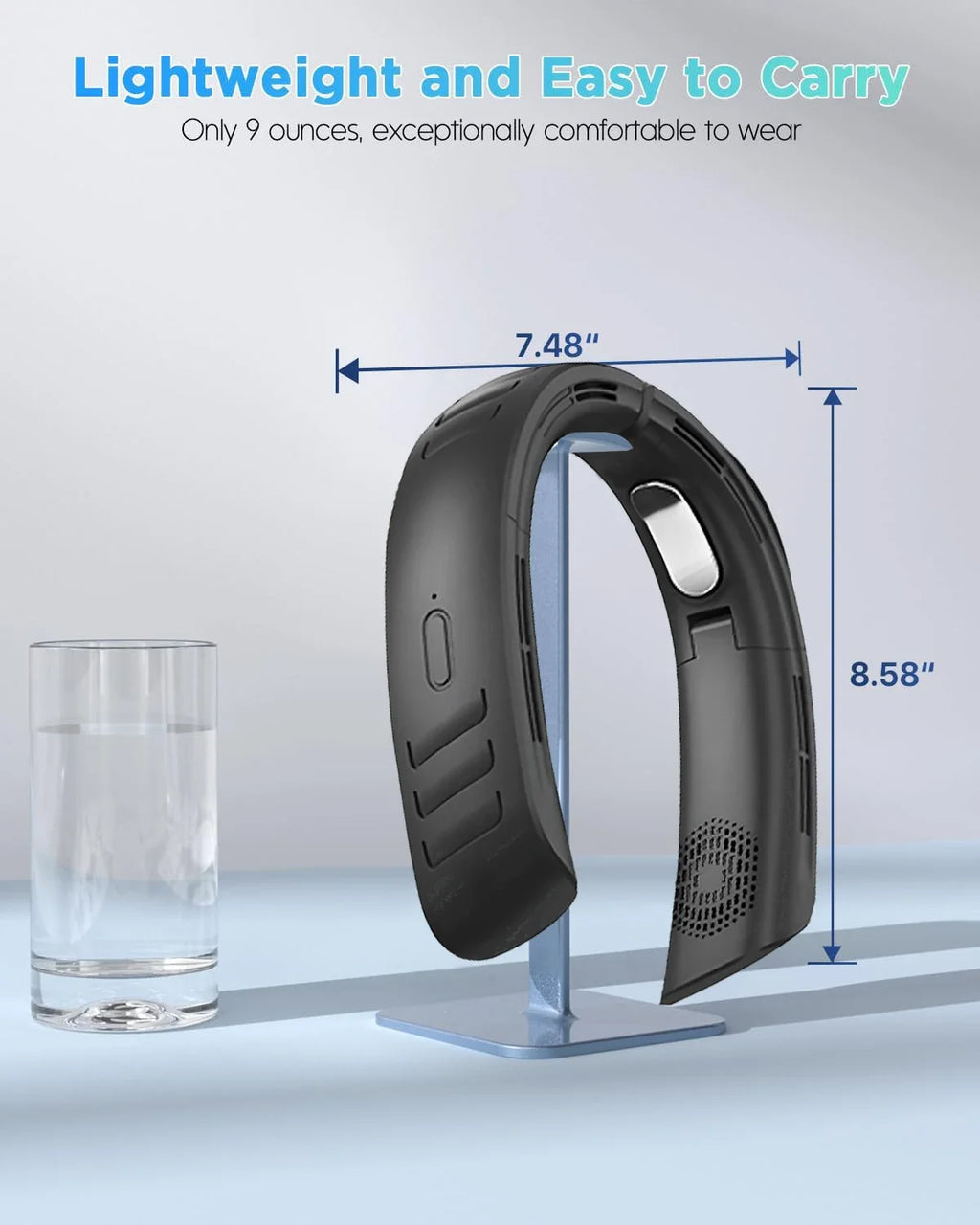Hanging Neck Fan Portable Bladeless Air Cooler Outdoor Wearable Hands-Free Fan 6000mAh Rechargeable Neck Air Conditioner