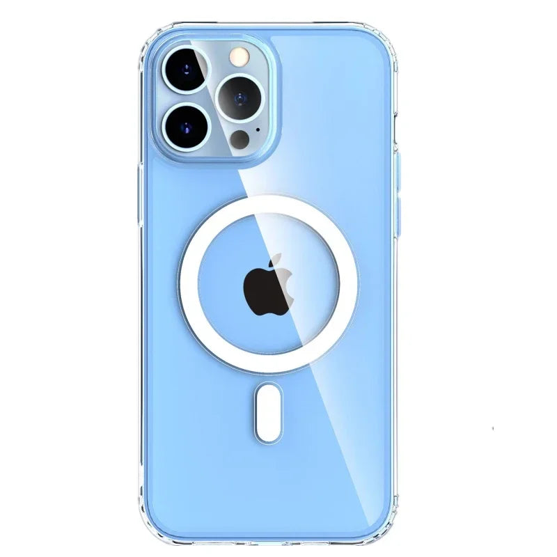 Fashion Anti-Yellow Crystal Clear Phone Case For iPhone 16 15 14 13 12 Pro Max Case for Magsafe Wireless Charging Acrylic Cover