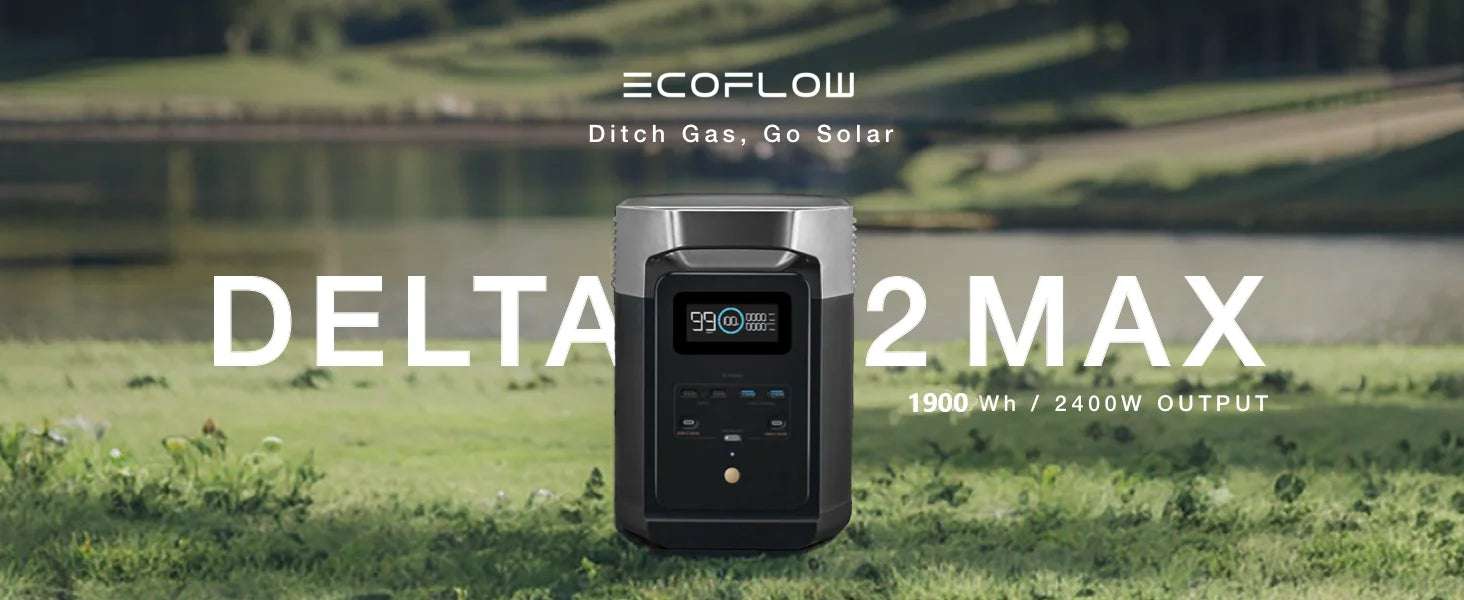 ECOFLOW Portable Power Station DELTA 2 Max 1900, 1900Wh Solar Powered Generator, 2400W LFP Solar Generator, Full Charge in 1 Hr