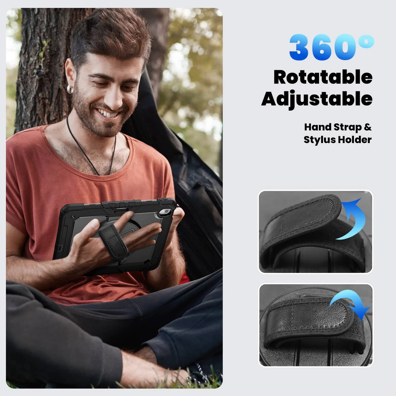 For iPad (A16) 11th Air 11 Air 13 M3  (2025) - Heavy Duty Protective Cover with Screen Protector, Shoulder Strap & Pencil Holder