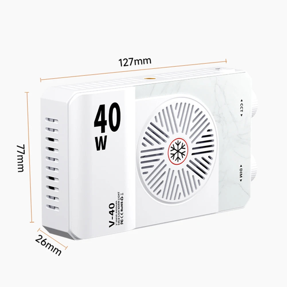 Portable 40W LED Camera Light 2800K-9000K Handheld Filling Light 4400mAh Rechargeable Pocket Photography Lighting Lamp