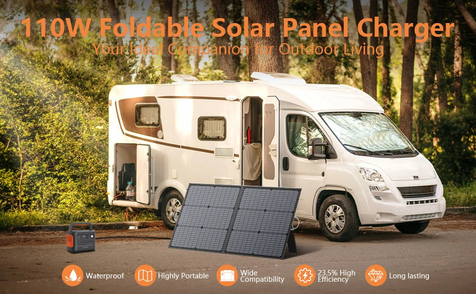 MHPOWOS 400W 220W 110W Lightweight Portable Solar Panel, Foldable Solar Panel for Outdoor Activities, IP67 Waterproof for RV
