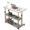 Adjustable Bedside Laptop Desk with Rolling Wheels Mobile Laptop Standing Desk Multi-Layer Storage Height Adjustable Laptop Desk