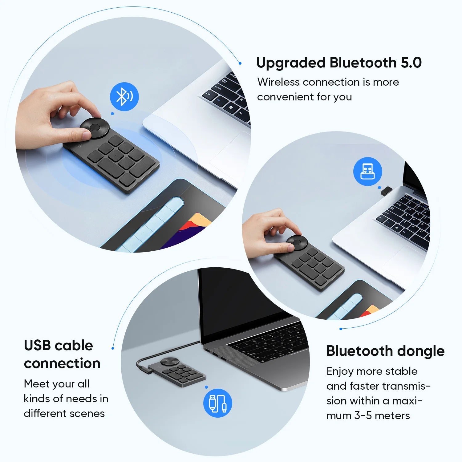 XPPen ACK05 Portable Wireless Shortcut Remote with 10 Custom Keys 1 Physical Dial 1000mAh Battery Support Bluetooth Connection