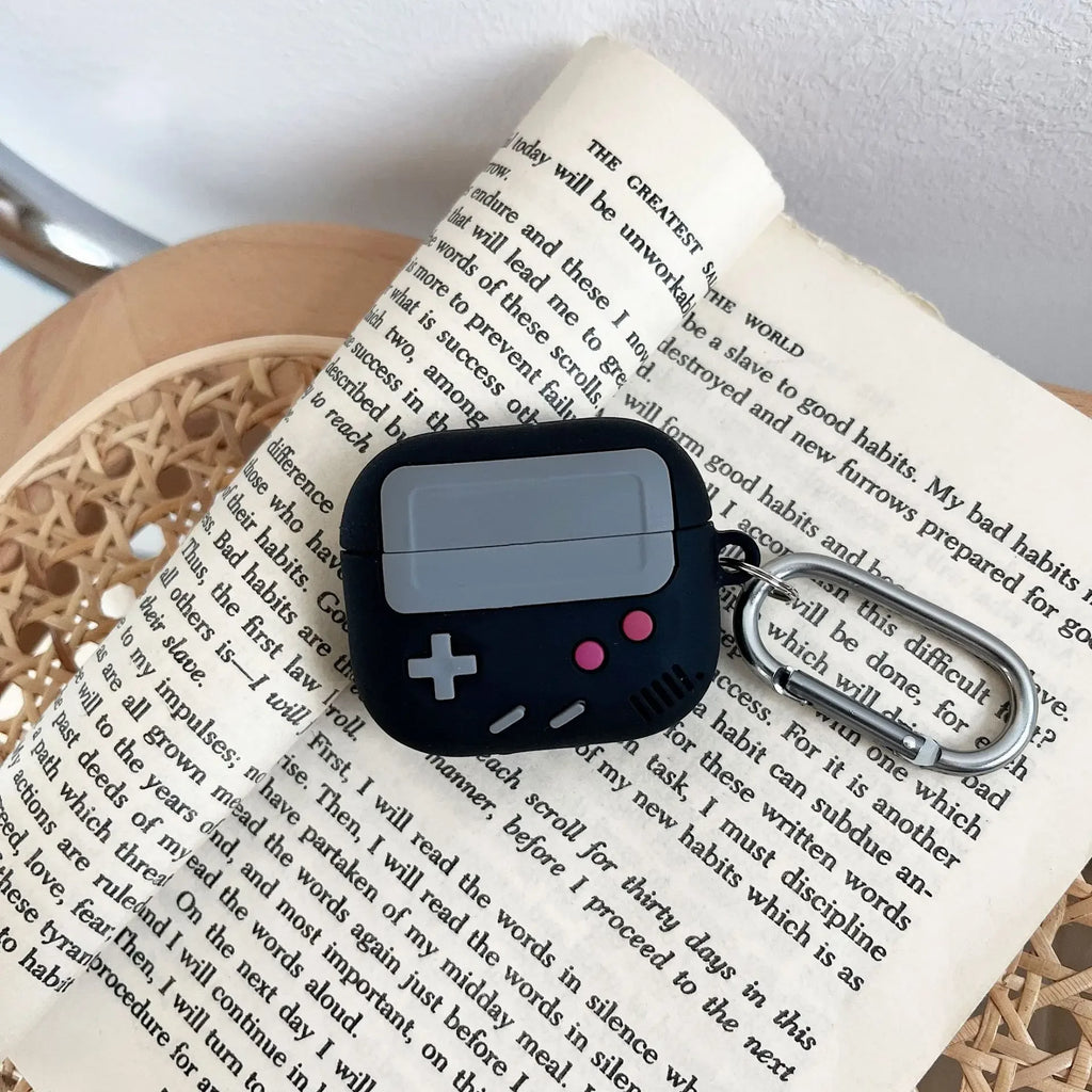 Fashion Retro Game Earphone Case for Airpods 1 2 Pro 3D Gameboy Silicone Headphone Cover For Airpods Pro2 Air pods 3 With Hook