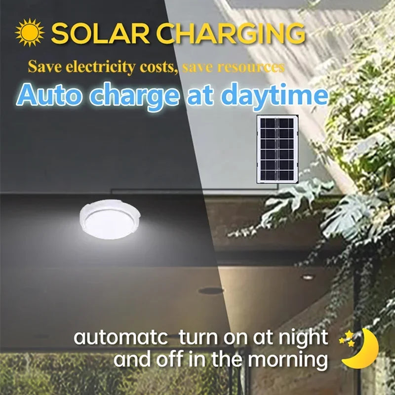 LED Solar Ceiling Light 3 Color Waterproof Solar Lamp With Remote Control Indoor Home Top Ceiling Lights Outdoor Garden Lighting