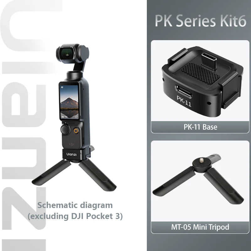 Ulanzi PK-08 PK-11 Mini Tripod Charging Base for DJI Osmo Pocket3  3 4 4P Type-C Port Kit Arri Locating Base Action Camera Tool