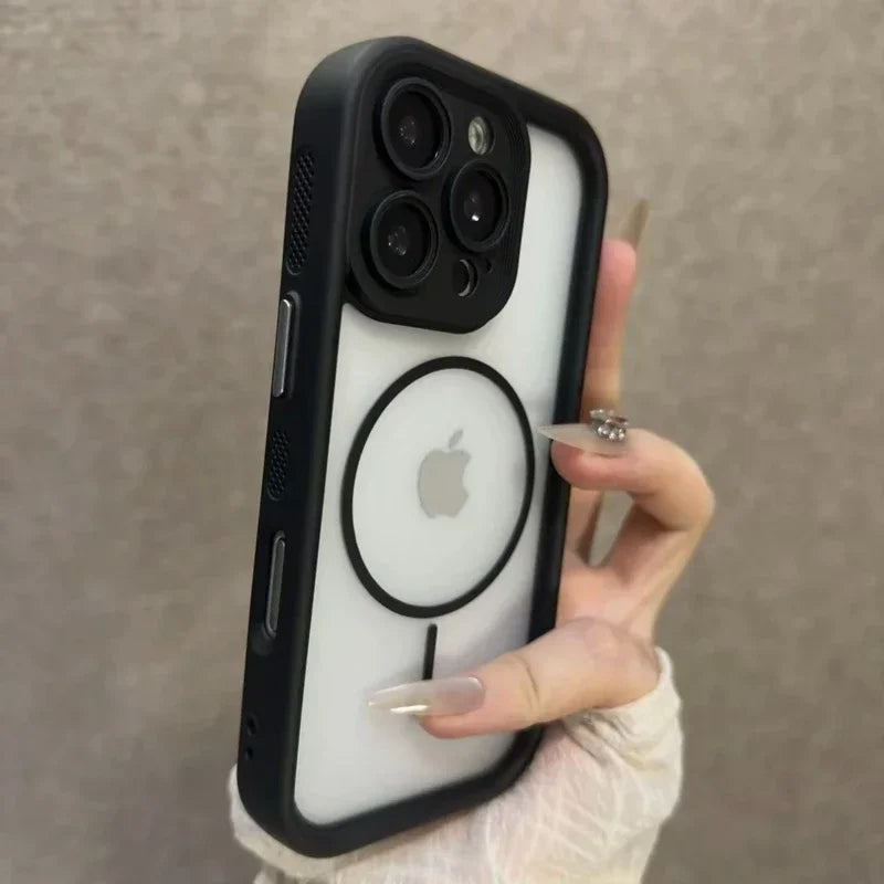 Trendy 2 in 1 Skin Feel Case for iPhone 17 Air 16 15 14 12 13 Pro Max For MagSafe Wireless Charging Shockproof Protection Funda