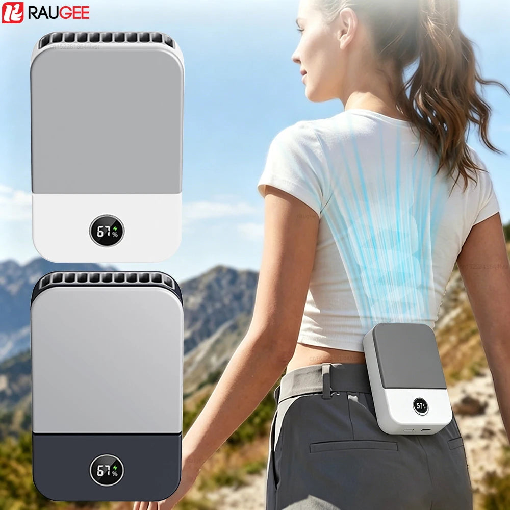 Portable Waist Fan Mini Waist Clip Fan Portable Hanging Neck Fan USB Rechargeable Wearable Waist Belt Fan for Outdoor Camping