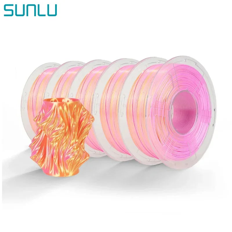 SUNLU SILK Dual &Triple Colors  3D Printer Filament 5KG 1kg/roll 1.75mm Dimensional Accuracy +/- 0.02 mm 2.2 LBS (1KG) Fast Ship