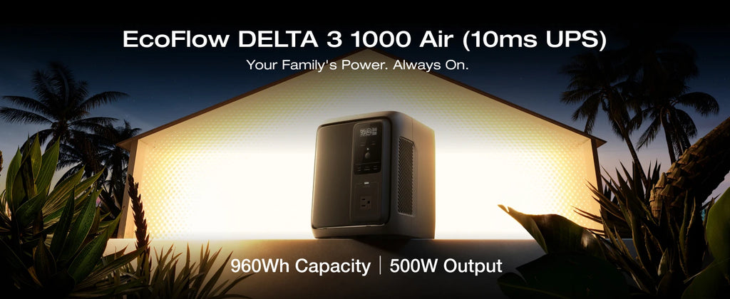 ECOFLOW Solar Generator Rapid 65W GaN-C Charger with DELTA 3 1000 Air, 960Wh LiFePO4 Battery, 500W AC Output