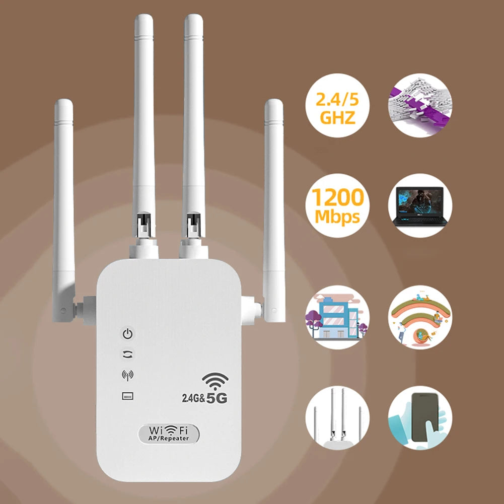 Dual-Band 2.4G 5G WiFi Repeater Signal Booster WiFi Extender 802.11bgn Gigabit Router with WPS EU/US Plug Type WiFi Amplifier