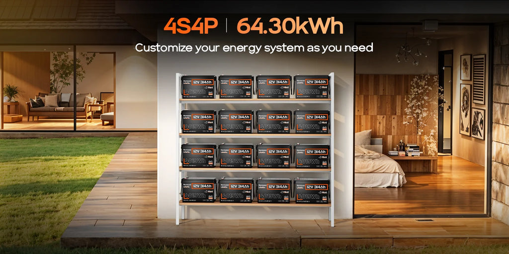 Humsienk 12V 314Ah LiFePO4 Battery, Capacity 4019Wh, Size MINI, Built-in Bluetooth & 200A BMS, 15000+ Deep Cycle, Low-Temp Protection For Fishing, Portable Power Station, Golf Cart, Boat, Marine, Off-Grid, Solar, 5-Year Warra